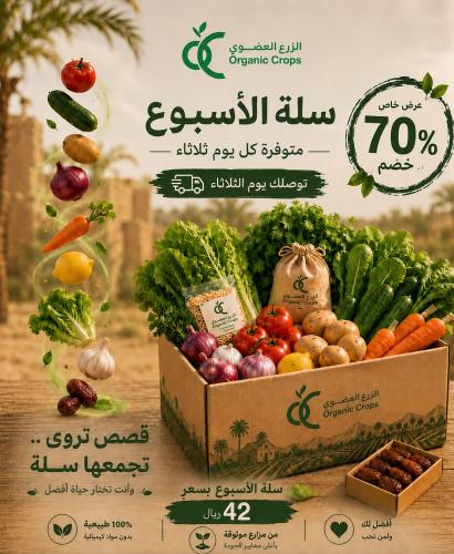 سلة الزرع العضوي (أشتراك اسبوعي )خصم 70%