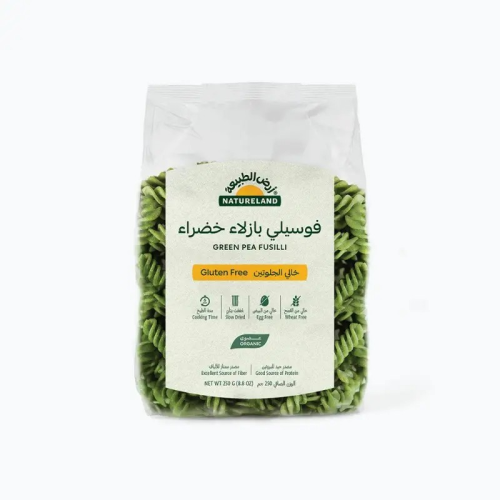 مكرونة فوسيلي بازلاء خضراء ارض الطبيعة 250 جم عضوي