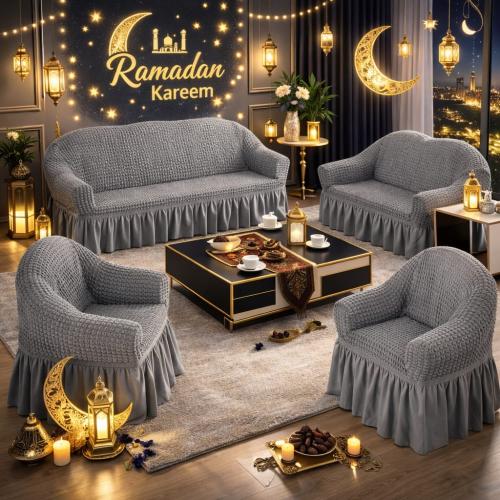 طقم بيت كنب استريتش مرن - 4 قطع بتصميم أنيق وعصري