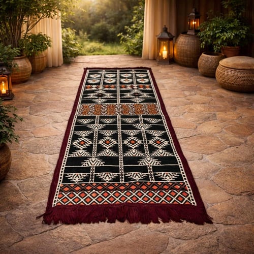 مفرش وجهين تراثي - مقاس 70x200 سم , موديل حجازي