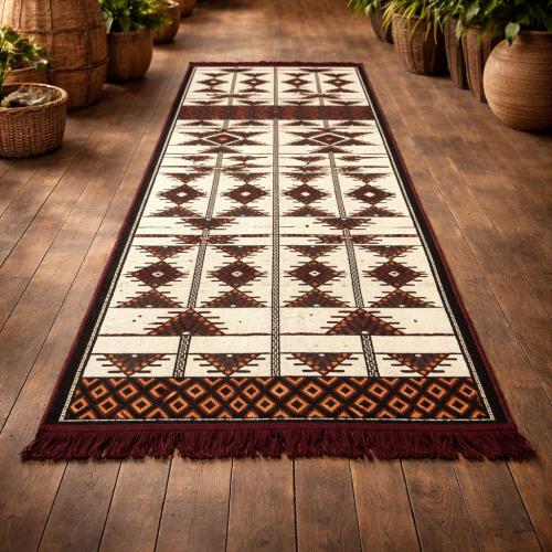 مفرش وجهين تراثي - مقاس 100x300 سم , موديل حجازي