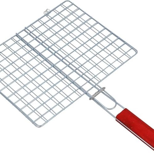 شبكة شواء مزدوجة بمقبض خشبي - من عدة مقاسات