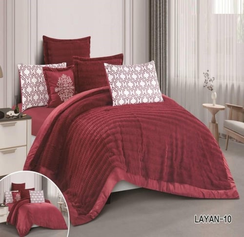 طقم لحاف مخمل محفور , نفر ونص 5 قطع من LAYAN