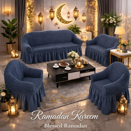 طقم بيت كنب استريتش مرن - 4 قطع بتصميم أنيق وعصري