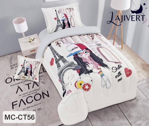 طقم لحاف أطفال بناتي | تصميم ملون بـ 4 قطع