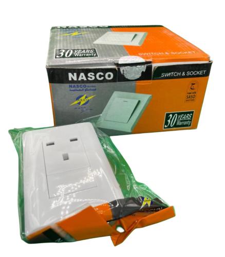 بريزة 2*4 بدون مفتاح ابيض ناسكو -NASCO كود 1616