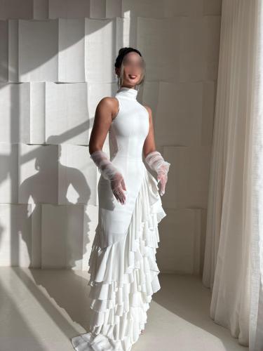 فستان طبقات ابيض