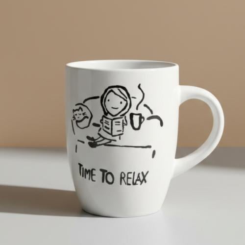 كوب مرسوم يدوياً - لحظة سكون