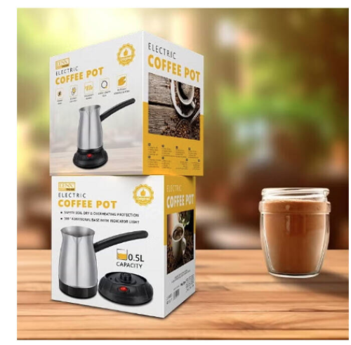 إبريق قهوة كهربائي Denx DX2086 سعة 0.5 لتر، 650 وا...