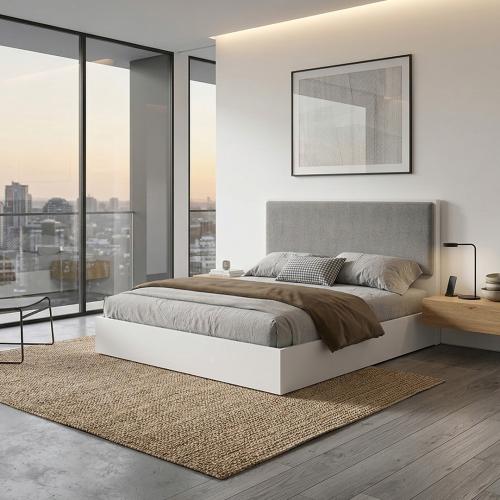 Celine modern double bed – white with gray back