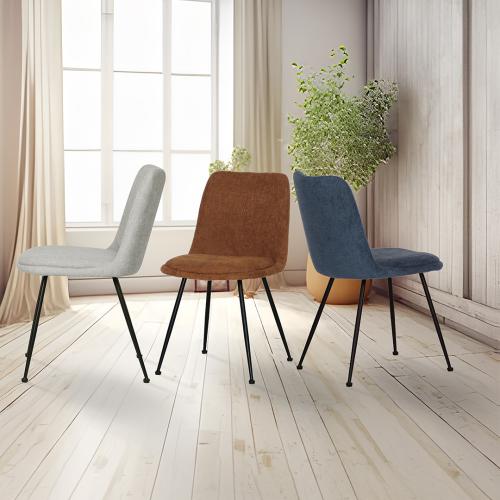 Dining chair "Indigo" – luxurious navy fabric with black metal legs