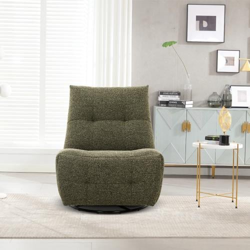 Olive Tweed relaxation chair – rocking and rotating with manual reclining feature