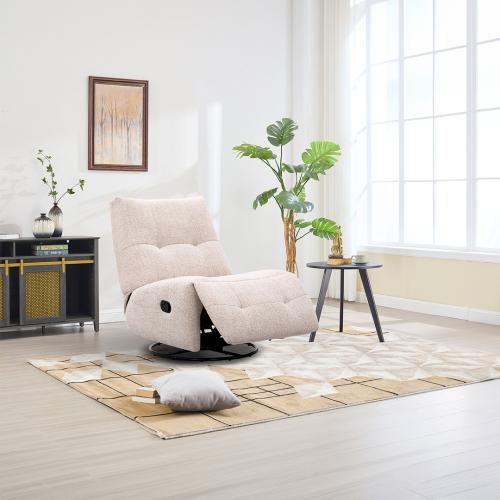 Beige relaxation chair – rocking and rotating with manual reclining feature