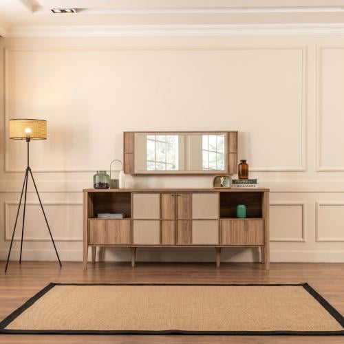 بوفيه مع مرايا مقاس 81×191.5×46.5 سم، مزود بمرآة م...