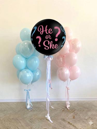 large black gender reveal balloon