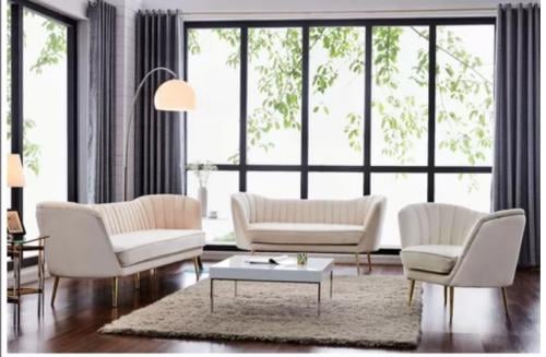 طقم كنب نيو كلاسيك بيج مع طاوله