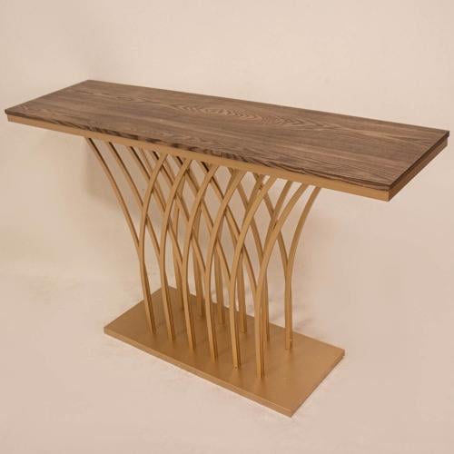 كونسول حديد وسطح خشبي