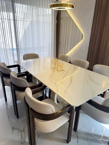 طاولة طعام +8كراسي خشب زان