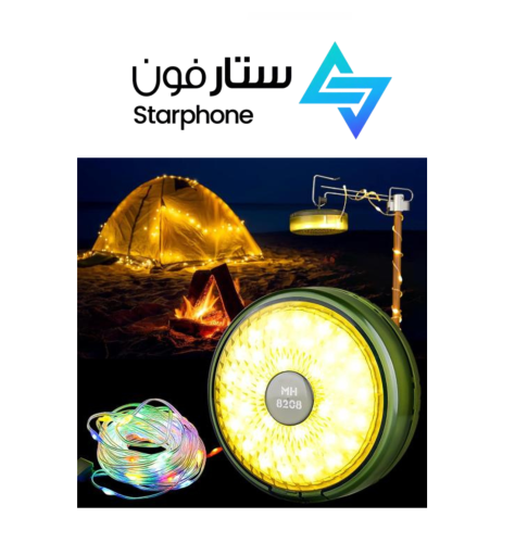 سلسلة اضاءة للتخيم 2 في 1 مع 8 اوضاع اضاءة، مقاوم...