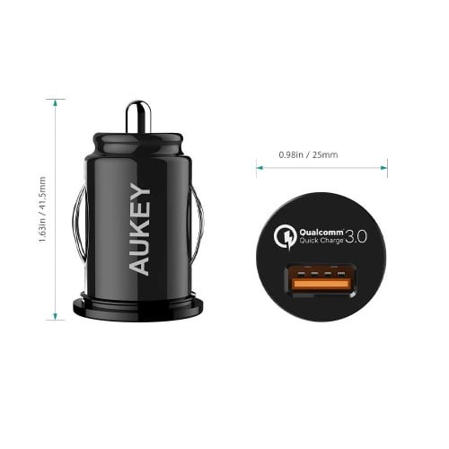 أوكي شاحن سيارة 18 واط منفذ USB كوالكوم 3.0 - أسود