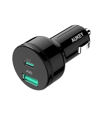 شاحن سيارة يو اس بي-سي بمنفذين من اوكي اسود