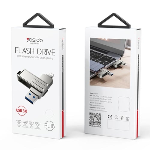 فلاشة بمنفذين لايتنينج \USB من yesido FL16