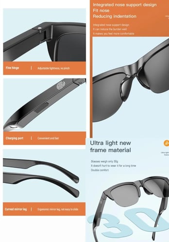 نظارة شمسية ذكية بلوتوث مدمجة مع سماعة