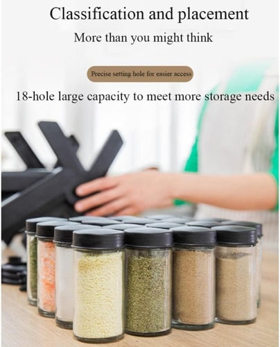 رفوف حفظ التوابل قابلة للدوران مع برطمانات زجاجية...