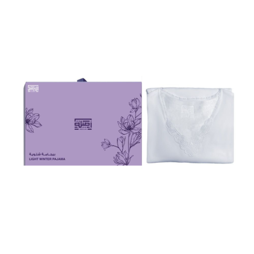 دانتيل أبيض طقم بيجاما نسائي شتوي قطن للسجناء