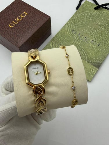 ساعة قوتشي مع سلسال هدية