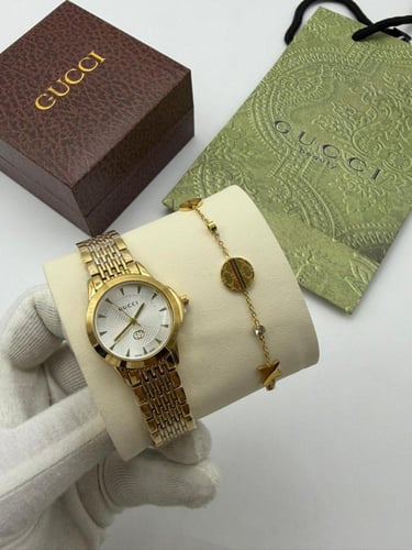 ساعة قوتشي مع سلسال هدية