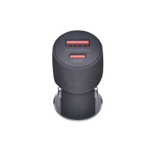 راس شاحن سيارة سريع 45 واط منفذين USB أسود
