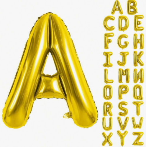 Gold letters helium balloons