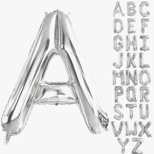 Silver helium balloon letters