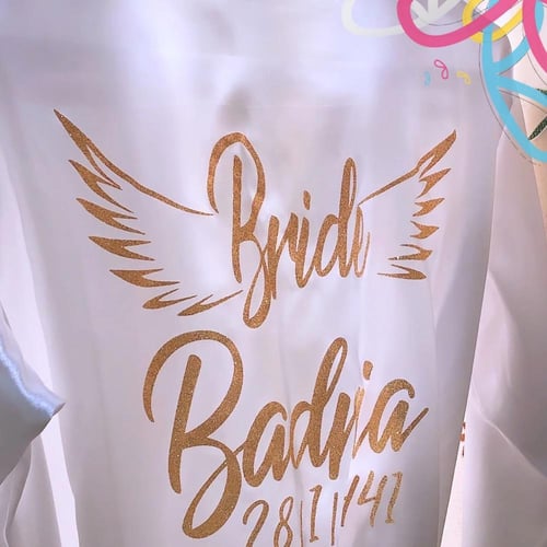 روب عروسه قصير طباعه ذهبي قليتر