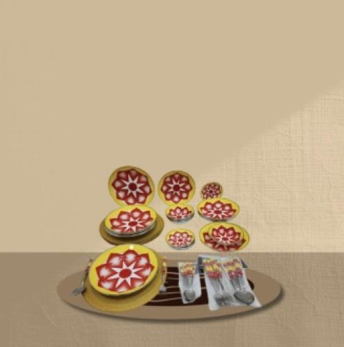 طقم عشاء 6 اشخاص أحمر