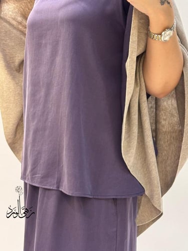 طقم حرير مغسول (تنورة + بلوزة) - زهى الورد