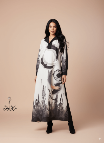 جلابية تركي مصمم Siyah راقي جدا – زهى الورد