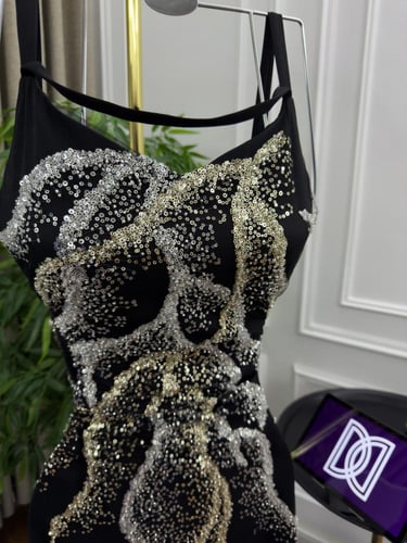 فستان سهره مطرز فخم اسود