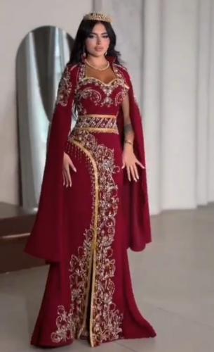 فستان سهره مطرز فخم عودي