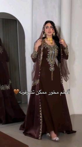 جلابيه سهره مطرزه ٣ قطع فخمه بني