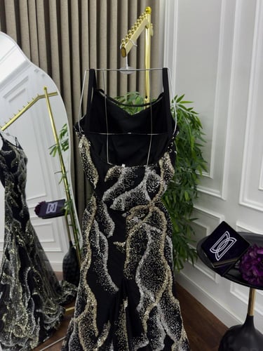 فستان سهره مطرز فخم اسود