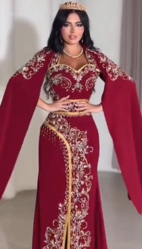 فستان سهره مطرز فخم عودي