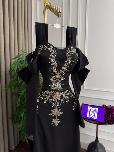 فستان سهره مطرز فخم اسود