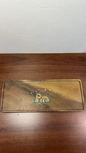 صينية تقديم للقهوة خشبية برسمة غزال