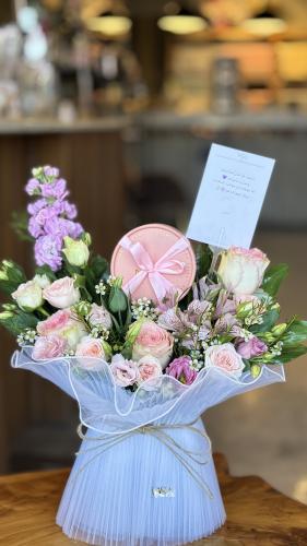 تنسيق انوش وردي قماش ( 9قطعة شوكلت)