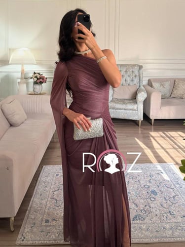 فستان سهره لمعه بكسرات بيليسيه