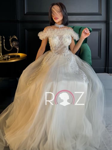 فستان سهره تل مطرز توب