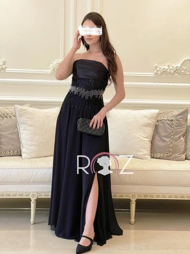 فستان سهره اسود بكرستال