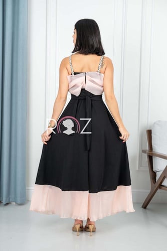 فستان ناعم اسود بكرستال